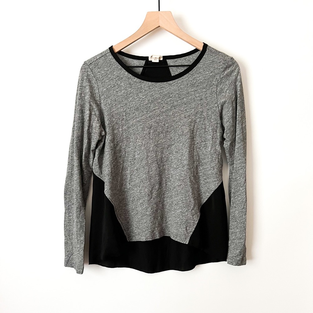 Converse One Star Gray and Black Sheer Back Color Blocked Long Sleeve Medium